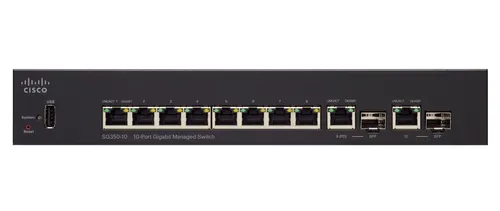 Cisco SG350-10 | Switch | 8x 1000Mb/s, 2x Combo(RJ45/SFP), gestionado Standard sieci LANGigabit Ethernet 10/100/1000 Mb/s