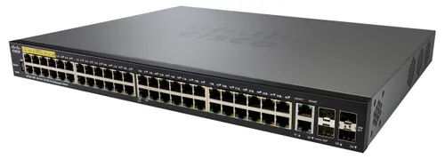 Cisco SF350-48P | Switch | 48x 100Mb/s PoE, 382W, 2x Combo(RJ45/SFP) + 2x SFP, gerenciado Ilość portów LAN2x [1G Combo (RJ45/SFP)]
