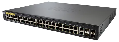 Cisco SF350-48P | Switch | 48x 100Mb/s PoE, 382W, 2x Combo(RJ45/SFP) + 2x SFP, Yönetilen Ilość portów LAN2x [1G Combo (RJ45/SFP)]
