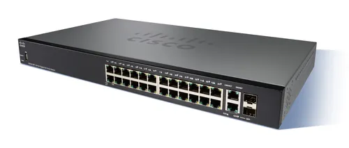 Cisco SG250-26P | PoE Switch | 24x 1000Mb/s PoE/PoE+, 2x 1Gb/s Combo, PoE 195W, gerenciado Ilość portów LAN2x [1G Combo (RJ45/SFP)]
