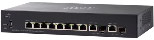Cisco SF352-08 | Switch | 8x 100Mb/s, 2x 1Gb/s Combo(RJ45/SFP), Zarządzalny Ilość portów LAN8x [10/100M (RJ45)]
