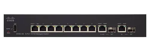 Cisco SF352-08 | Schalter | 8x 100Mb/s, 2x 1Gb/s Combo(RJ45/SFP), verwaltet Ilość portów LAN2x [1G Combo (RJ45/SFP)]
