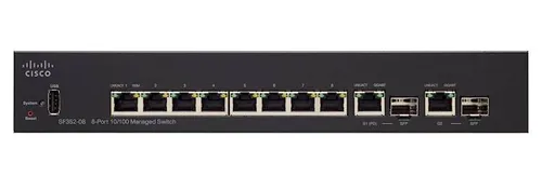 Cisco SF352-08 | Schalter | 8x 100Mb/s, 2x 1Gb/s Combo(RJ45/SFP), verwaltet Ilość portów LAN2x [1G Combo (RJ45/SFP)]
