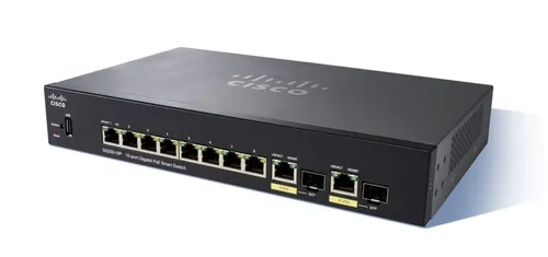 Cisco SG250-10P | PoE Switch | 8x 1000Mb/s PoE/PoE+, 2x 1Gb/s Combo, 62W, PoE In, Yönetilen Ilość portów LAN2x [1G Combo (RJ45/SFP)]
