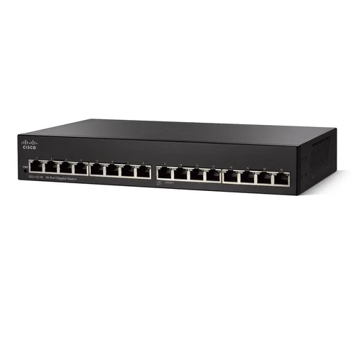 Cisco SG110-16 | Switch | 16x 1000Mb/s, Rackmount Ilość portów LAN16x [10/100/1000M (RJ45)]
