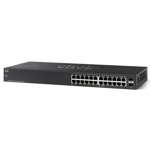 Cisco SG110-24HP | Schalter | 24x 1000Mb/s, 12x PoE 802.3af, Rackmontage Ilość portów LAN24x [10/100/1000M (RJ45)]
