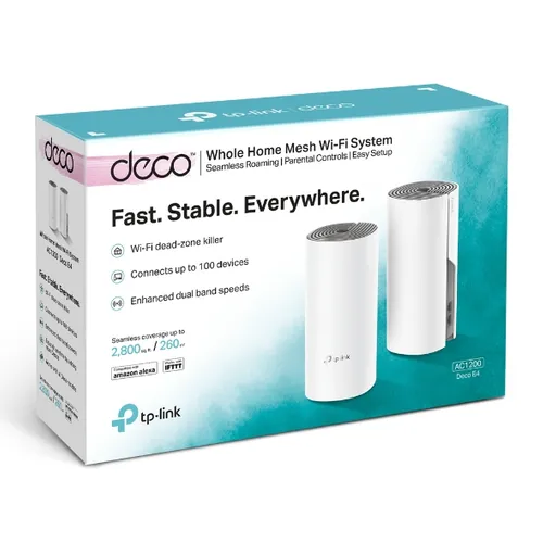 TP-Link Deco E4 2-Pack | Router WiFi | AC1200, Dual Band, Mesh, 4x RJ45 100Mb/s Diody LEDLAN, WLAN