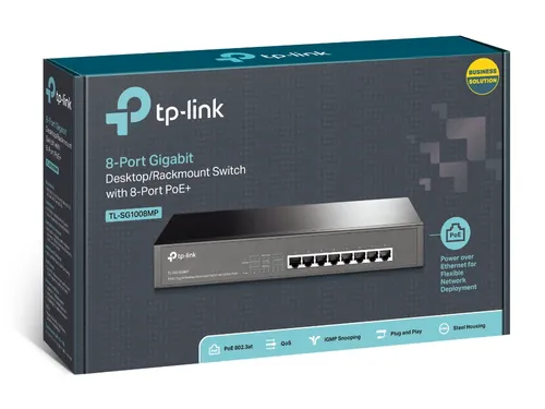 TP-Link TL-SG1008MP | Schalter | 8x RJ45 1000Mb/s, 8x PoE+, 126W, Desktop/Rack Auto-NegocjacjaTak