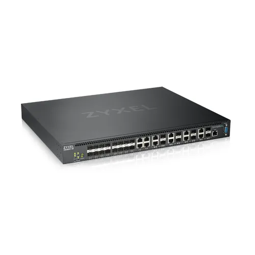 Zyxel XS3800-28 | Switch | 4x RJ45 10Gb/s, 8x RJ45/SFP 10Gb/s Combo, 16x SFP+, zarządzalny Ilość portów LAN4x [1/10G (RJ45)]
