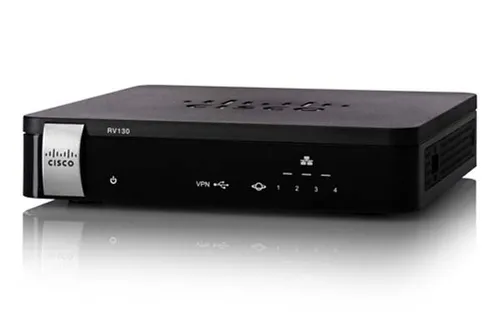 Cisco RV130 | Маршрутизатор | 4x RJ45 1000Mb/s, 1x WAN, 1x USB, VPN, Веб фильтр Ilość portów LAN4x [10/100/1000M (RJ45)]
