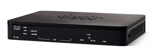 Cisco RV160 | Router | 4x RJ45 1000 Mbps, 1x WAN, VPN Ilość portów LAN4x [10/100/1000M (RJ45)]
