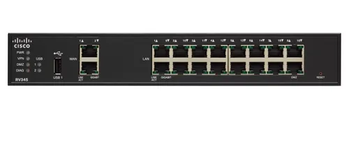 Cisco RV345 | Router | 16x RJ45 1000Mbps, 2x WAN, 2x USB, VPN - Offizieller Partner Ilość portów WAN2x 10/100/1000BaseTX (RJ45)