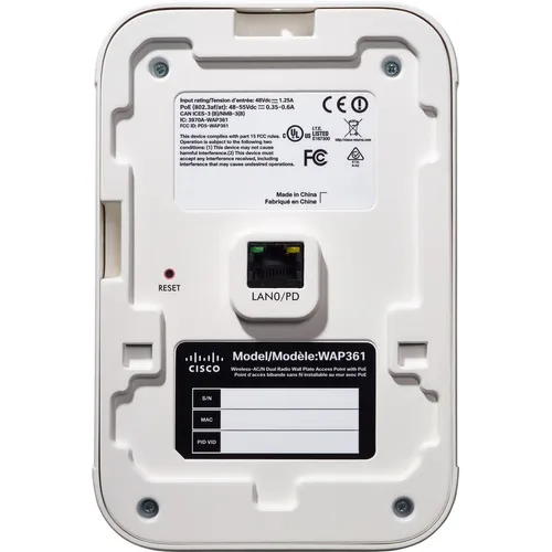 Cisco WAP361 |Ponto e acesso | Banda dupla, AC1200 Wave 2, 2x2 MIMO, 5x RJ45 1Gb/s, PoE Maksymalna prędkość transmisji bezprzewodowej1200 Mb/s
