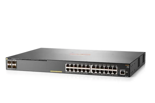 Aruba 2540 24G PoE+ 4SFP+ CM | Switch | 24x RJ45 1000 Mb/s PoE+, 4x SFP+, Central DE GERENCIAMENTO Ilość portów PoE24x [802.3af/at (1G)]
