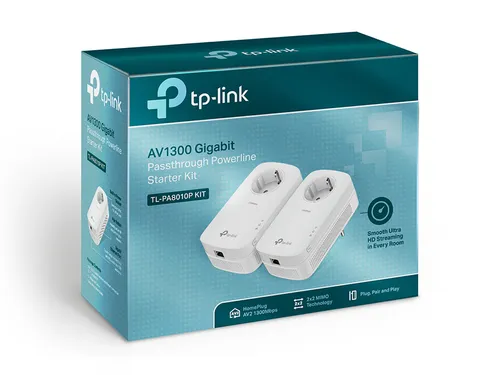 TP-Link TL-PA8010P KIT | Sada síťových vysílačů AV1300 | Powerline HomePlug AV Maksymalna prędkość transmisji bezprzewodowej1300 Mb/s