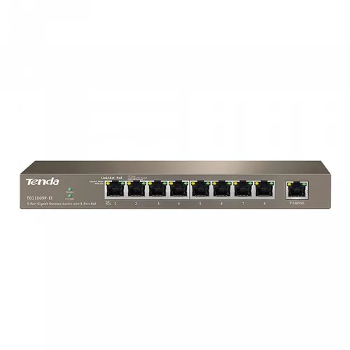 Tenda TEG1009P-EI | Switch | 8x RJ45 1000Mb/s, PoE, 99W Ilość portów LAN8x [10/100/1000M (RJ45)]
