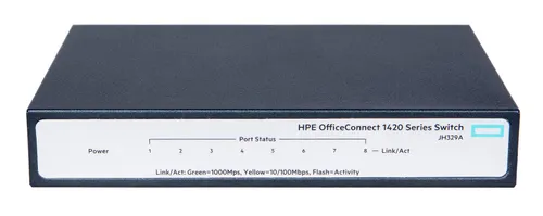 HPE Office Connect 1420 8G | Switch | 8xRJ45 1000Mb/s Ilość portów LAN8x [10/100/1000M (RJ45)]
