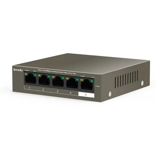 Tenda TEF1105P-4-38W | Switch PoE | 4x 10/100MBPS PoE, 1x 10/100MBPS UPLINK, 35W Ilość portów PoE4x [802.3af/at (100M)]
