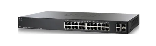 Cisco SF220-24P | Switch | 24x 100Mb/s, 2x SFP/RJ45 Combo, 24x PoE, 180 W, Řízený, Kryt Rack Ilość portów LAN24x [10/100M (RJ45)]
