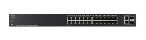 Cisco SF220-24P | Switch | 24x 100Mb/s, 2x SFP/RJ45 Combo, 24x PoE, 180 W, Řízený, Kryt Rack Ilość portów LAN2x [1G Combo (RJ45/SFP)]
