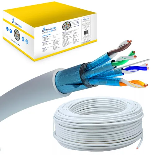 Extralink CAT6A FTP (F/FTP) V2 Interní | Síťový kabel s krouceným párem | 500M Długość500m