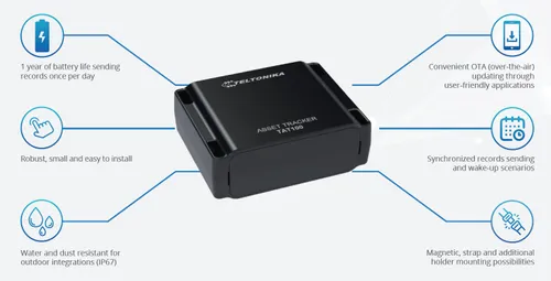Teltonika TAT100 | Трекер GPS | компактный, 1 год работы на батарее, Asset Tracker Easy Typ łącznościBluetooth