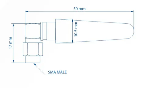 Teltonika 003R-00296 | Anténa LTE | 5dBi, SMA-Male, úhlová Typ antenyDookólna