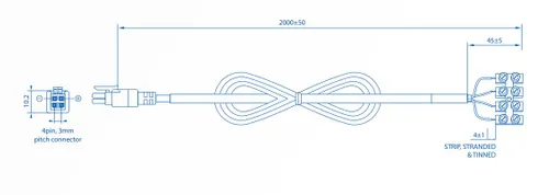 Teltonika power cable | Kabel zasilający | z 4-drożnym zaciskiem śrubowym, PR2FK20M Rozmiar złącza 1Prosty