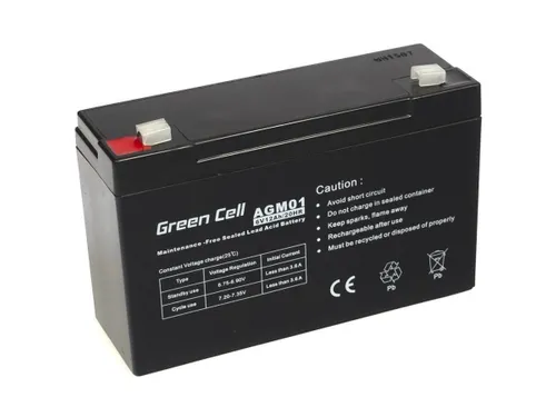 Green Cell AGM01 6V 12Ah | Akumulator | bezobsługowy Napięcie wyjściowe6V