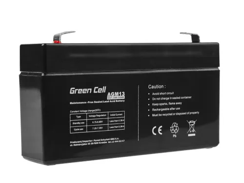Green Cell AGM 6V 1.3Ah | Batteria | Senza manutenzione Napięcie wyjściowe6V