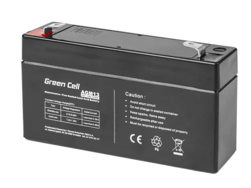 Green Cell AGM 6V 1.3Ah | Batteria | Senza manutenzione Pojemność akumulatora<5 Ah