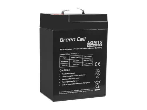 Green Cell AGM15 6V 4Ah | Bateria livre de manutençao Napięcie wyjściowe6V