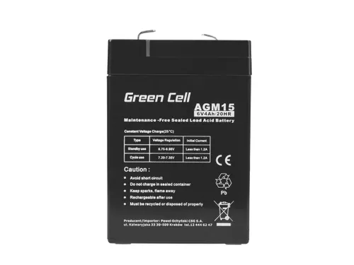 Green Cell AGM 6V 4Ah | Batteria | Senza manutenzione Kolor produktuCzarny