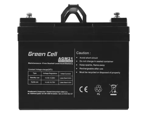Green Cell AGM 12V 33Ah | Batería | de libre mantenimiento Głębokość produktu195