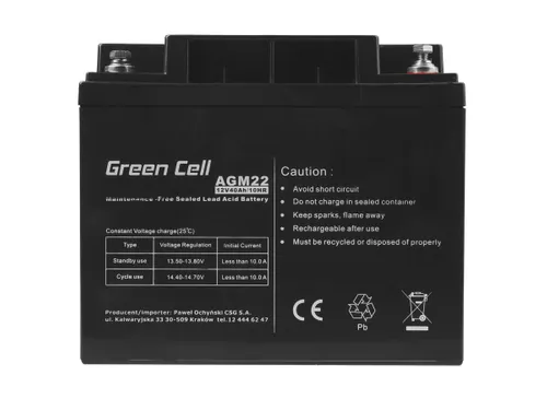 Green Cell AGM22 12V 40Ah | Bateria livre de manutençao Kolor produktuCzarny