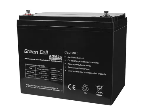 Green Cell AGM26 12V 84Ah | Bateria livre de manutençao Pojemność akumulatora84 Ah