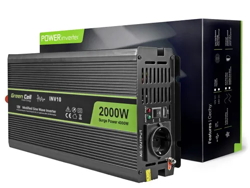 Green Cell INV10 | Převodník napětí |automobilový 12V, 2000W Frekwencja wyjściowa50