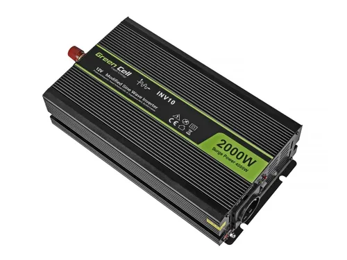 Green Cell INV10 | Převodník napětí |automobilový 12V, 2000W Funkcje ochrony zasilaniaZabezpieczenie przed przegrzaniem, Przeładowanie