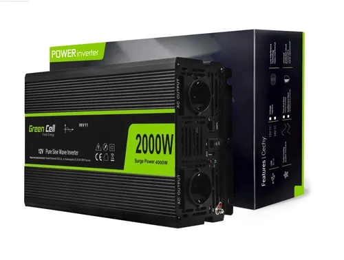 Green Cell INV11 | Conversor de tensao | carro 12V, 2000W, seno puro Moc rzeczywista12