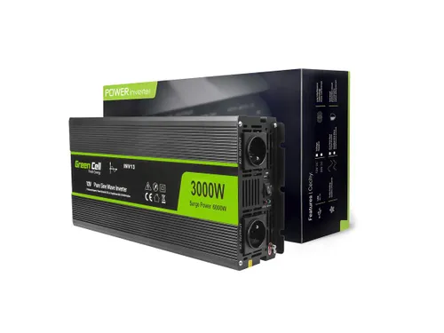 Green Cell INV15 | Car voltage converter | 12V, 3000W, pure sinwave Napięcie wejściowe12V