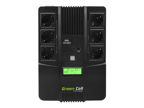 GREEN CELL UPS | Sistema de alimentación ininterrumpida UPS | AiO,  pantalla LCD, 600VA Moc UPS (VA)600