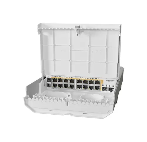 MikroTik CRS318-16P-2S+OUT | Schalter | NetPower 16P, 16x RJ45 1000Mb/s PoE, 2x SFP+ Ilość portów PoE16x [Passive PoE 24V (1G)]
