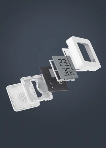 Monitor de temperatura e umidade Xiaomi Mi 2 | Medidor de temperatura e umidade sem fio | Display led Materiał obudowyKopolimer akrylonitrylo-butadieno-styrenowy (ABS), Polimetakrylan metylu (PMMA)