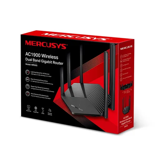 Mercusys MR50G | Roteador WiFi | AC1900 Dual Band, 3x RJ45 1000Mb / s Częstotliwość Wi-FiDual-band (2.4 GHz/5 GHz)