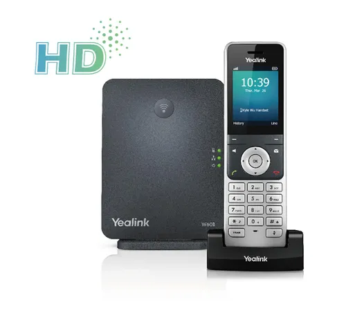 YEALINK W60P WIRELESS VOIP IP DECT PHONE WITH IP DECT POE BASE + POWER SUPPLY Automatyczna sekretarkaTak