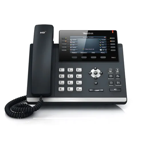 Yealink SIP-T46U | Teléfono VoIP | 2x RJ45 1000Mb/s, pantalla, PoE, USB, sin fuente de alimentación BluetoothTak