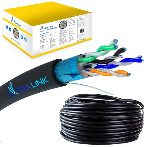 Extralink CAT5E FTP (F/UTP) Outdoor Gel-gefüllt | Twisted Pair Netzwerkkabel | 305M Długość305m