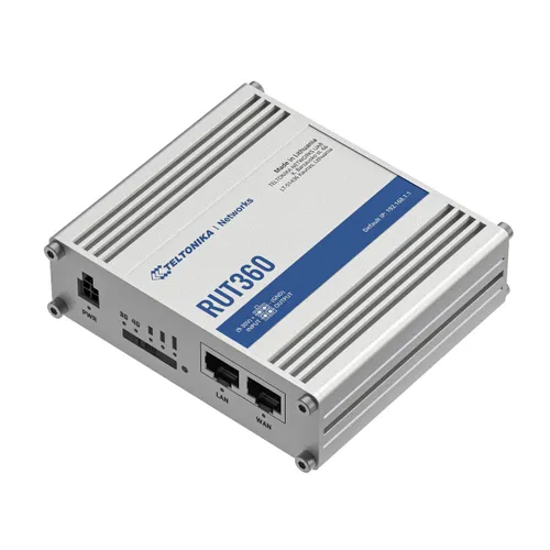 Teltonika RUT360 | Industrial LTE Router | Cat.6, 1x LAN, 1x WAN 100Mb/s, WiFi 2,4GHz, RUT360 000000 Diody LEDLAN, Prędkość, WLAN