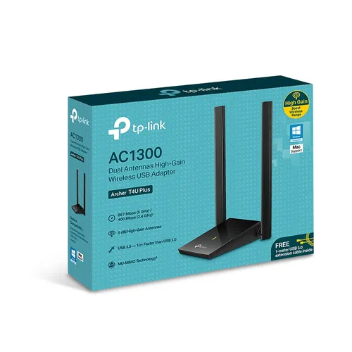 TP-Link Archer T4U Plus | Adaptador USB | AC1300 Dual Band 2,4GHz, 5GHz Diody LEDStatus