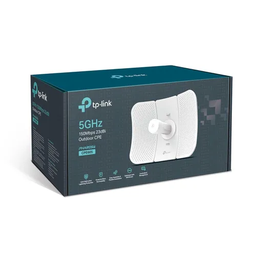 TP-Link CPE605 | CPE | 5GHz, 150Mb/s, 1x RJ45 100Mb/s, 23dBi Maksymalna prędkość transmisji bezprzewodowej150 Mb/s